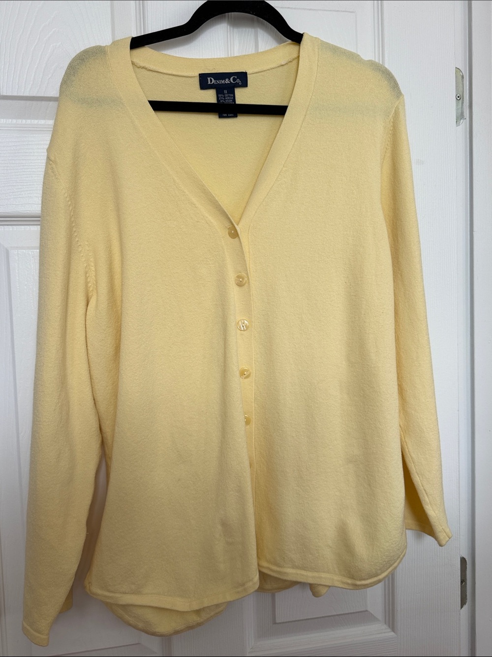 Denim & Co. Yellow Button-Front Cardigan